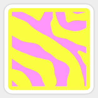 Vivid Abstract Organic Forms Neon Yellow and Pink Pattern Sticker